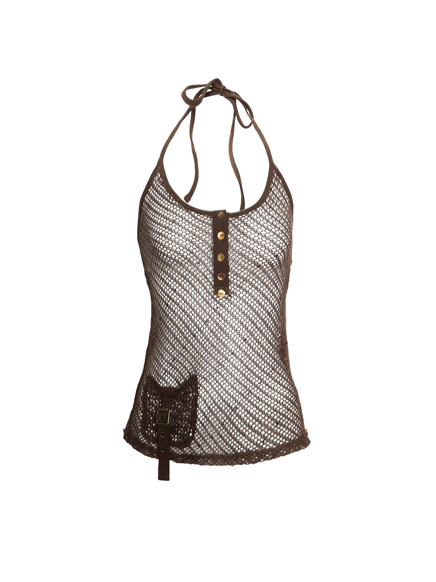 Flowers_birds_Market_Deep_Brown_Sequined_Mesh_Cutout_Halter_Tie_Women&
