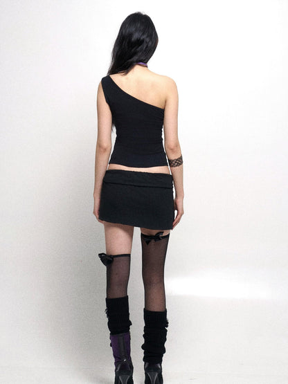 Flowers birds Market Detachable Cowl Neck Print Knit Slip Top
