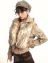 Detachable Eco Fur Windproof Leather Jacket V Neck T Shirt Long Sleeve