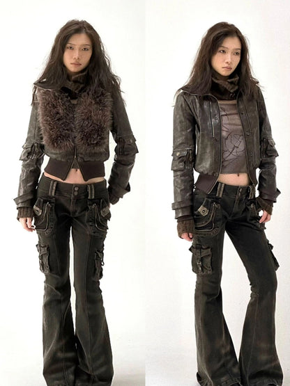 Detachable Eco Fur Windproof Short Jacket