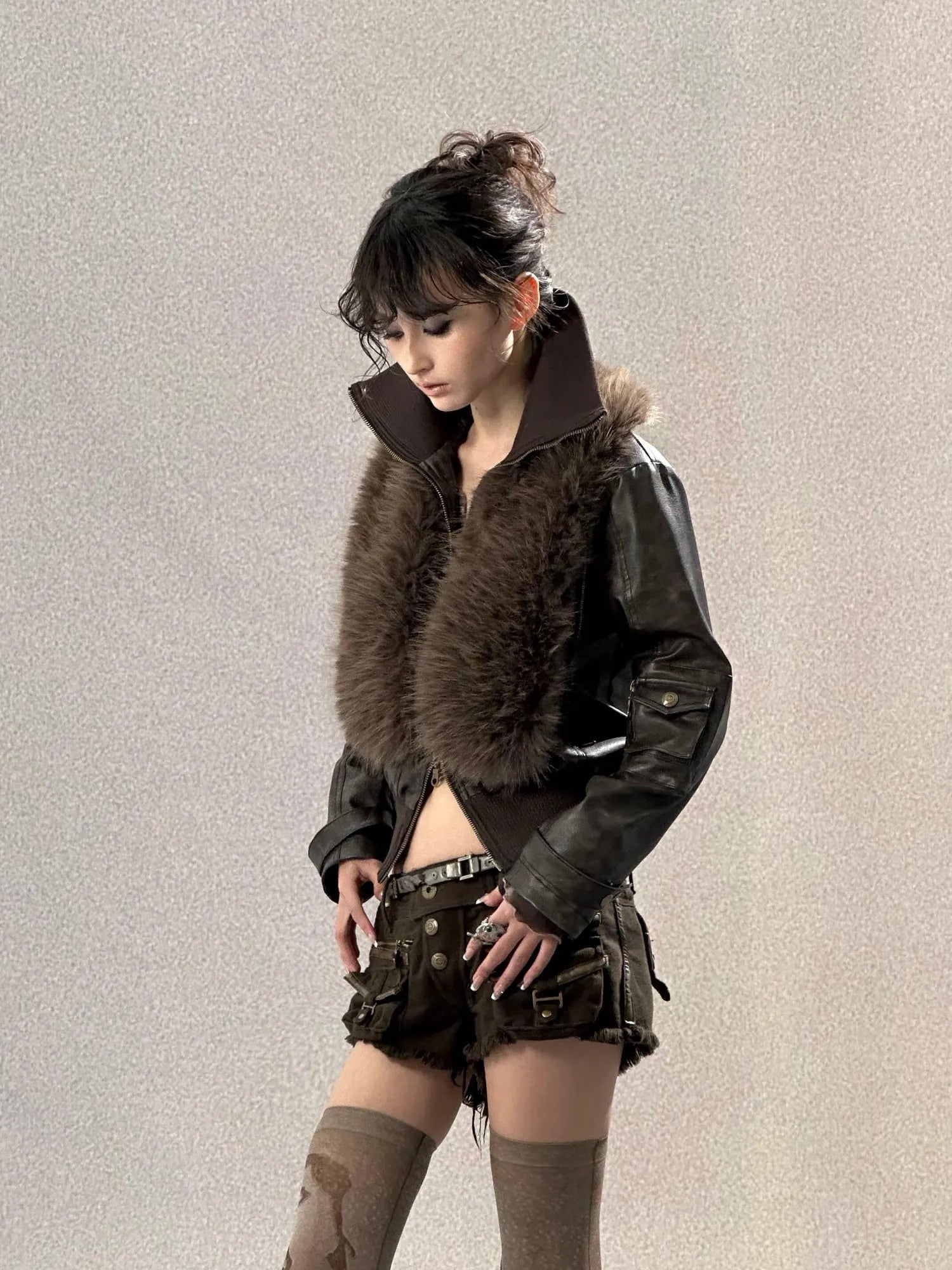 Detachable Eco Fur Windproof Short Jacket