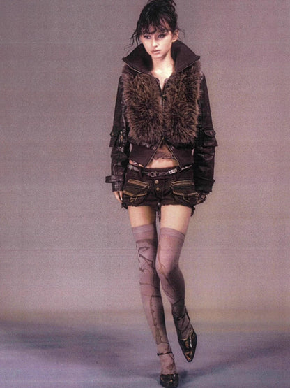 Detachable Eco Fur Windproof Short Jacket
