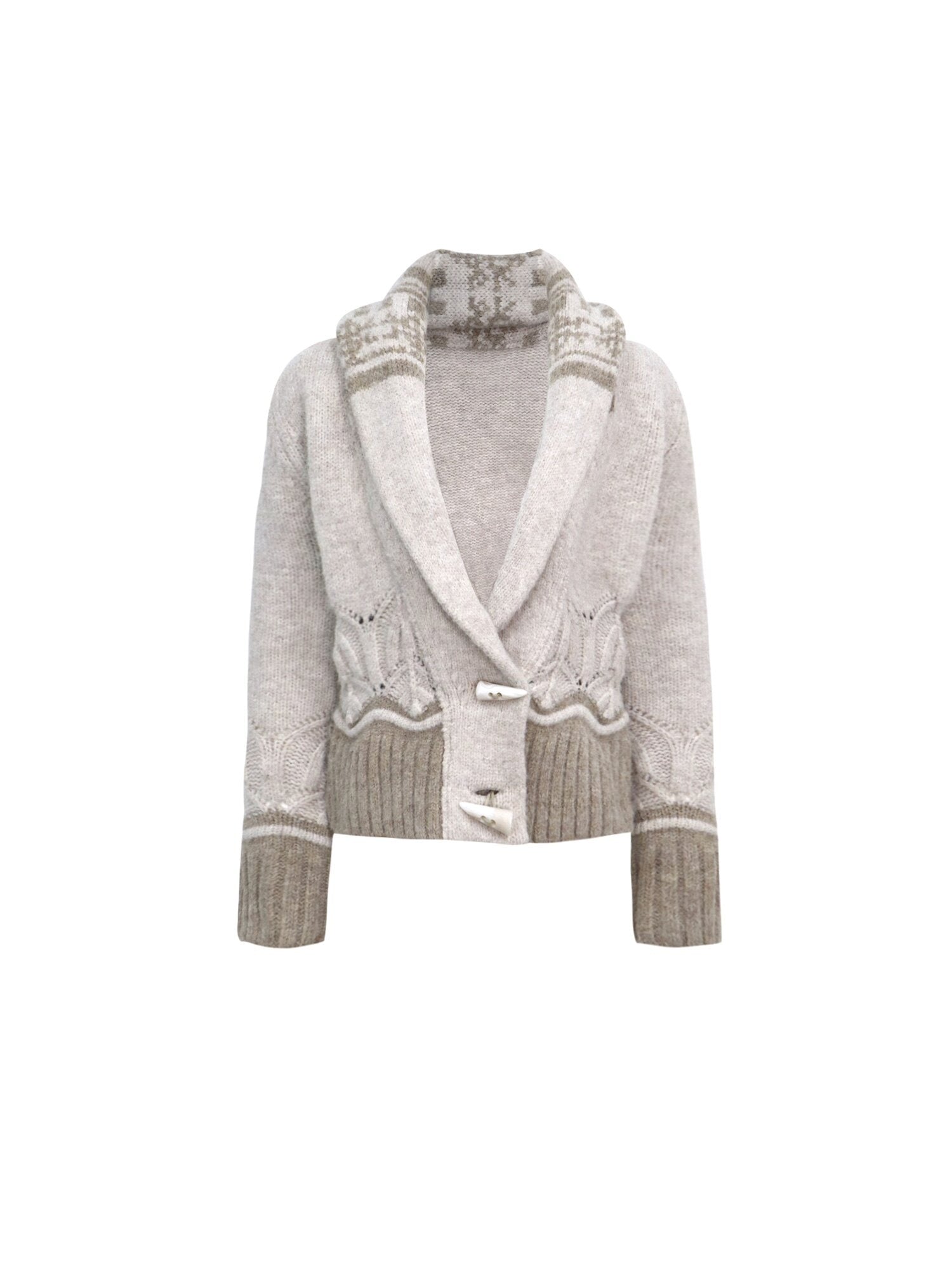 Flowers birds Market Detachable Elegant Slim Fit Contrast Vneck Women Cotton Button Cropped Jackets
