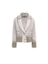 Flowers birds Market Detachable Elegant Slim Fit Contrast Vneck Women Cotton Button Cropped Jackets
