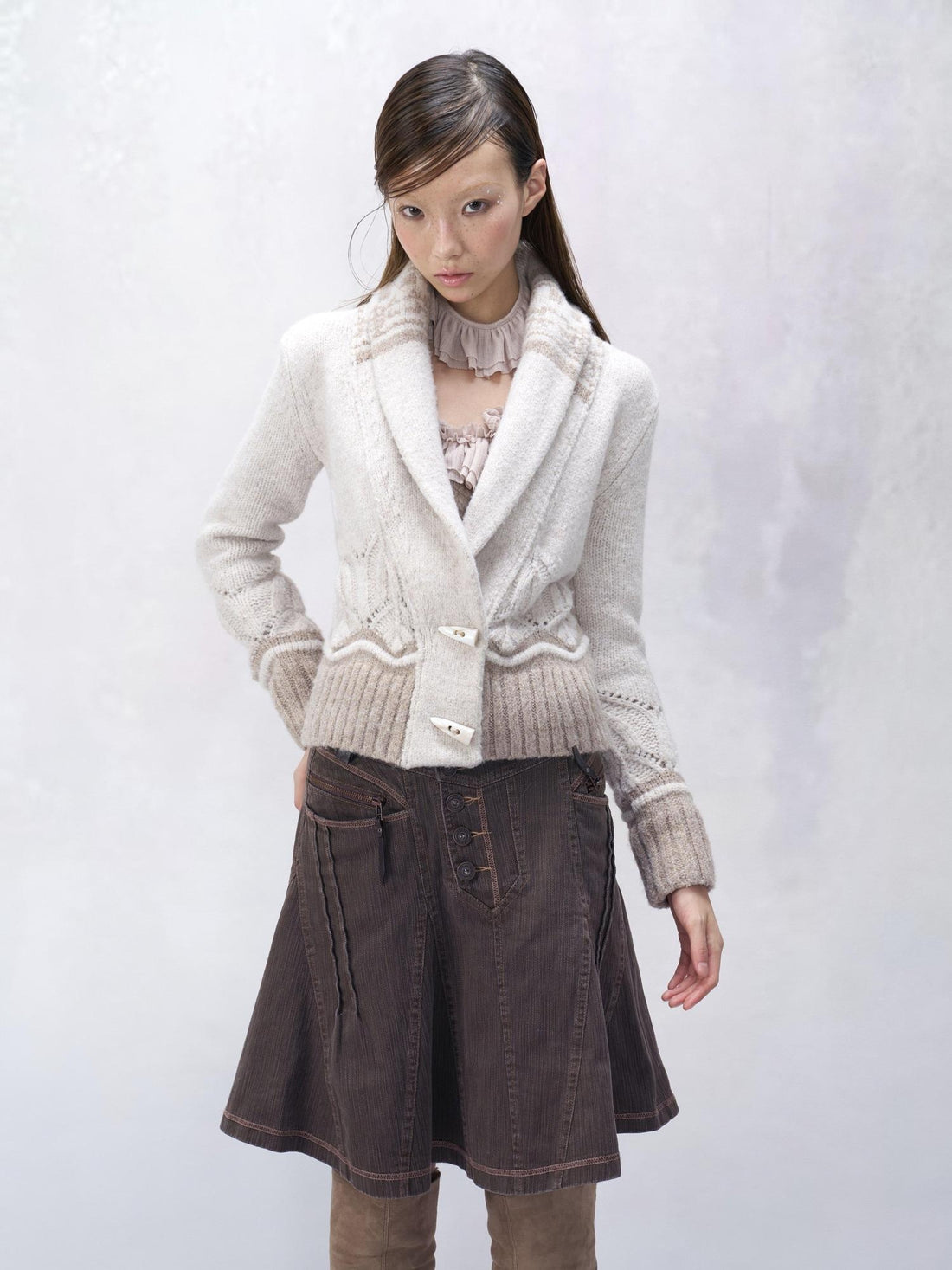 Flowers_birds_Market Detachable Elegant Slim Fit Contrast Vneck Women Cotton Button Cropped Jackets