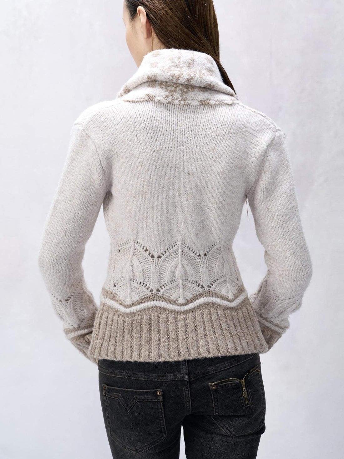 Flowers_birds_Market Detachable Elegant Slim Fit Contrast Vneck Women Cotton Button Cropped Jackets