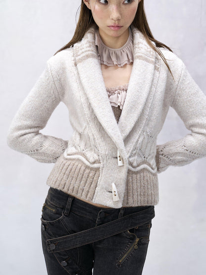 Flowers birds Market Detachable Elegant Slim Fit Contrast Vneck Women Cotton Button Cropped Jackets
