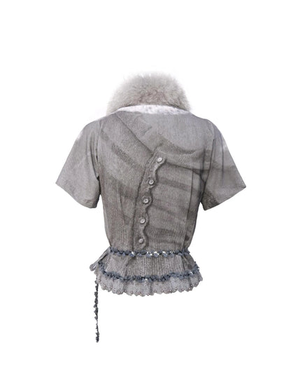 Detachable Faux Fur Collar Knit Cardigan