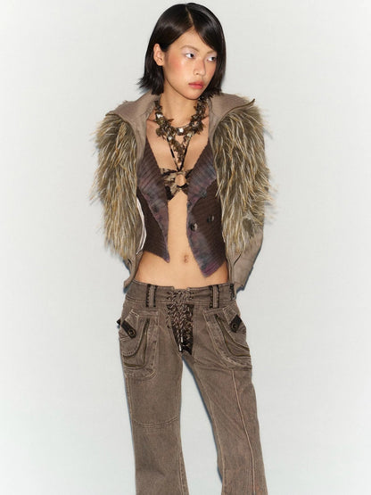 Detachable Faux Fur Windproof Leather Jacket