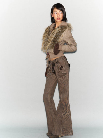 Detachable Faux Fur Windproof Leather Jacket