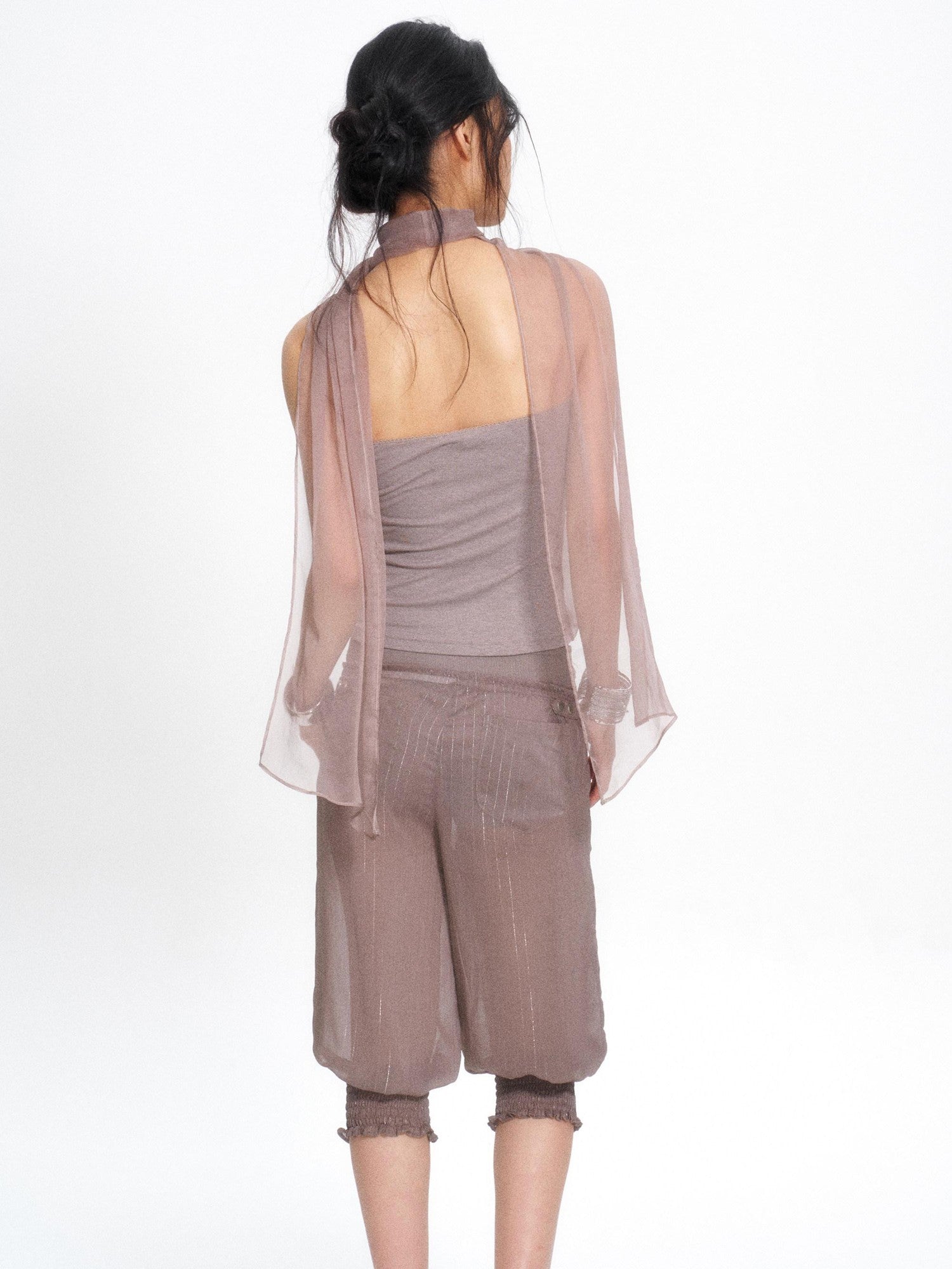 Flowers birds Market Dusty Pink Beaded Embroidery Layered Knit Cape Women&
