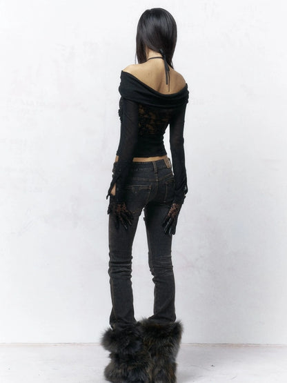 Elegant Cotton Knit Slim Fit Long Sleeve Buttoned Collared Cropped Women T-Shirt