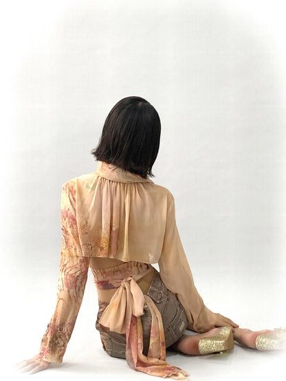 Denim Midi Skirt With Stretch And Leopard Print Wash