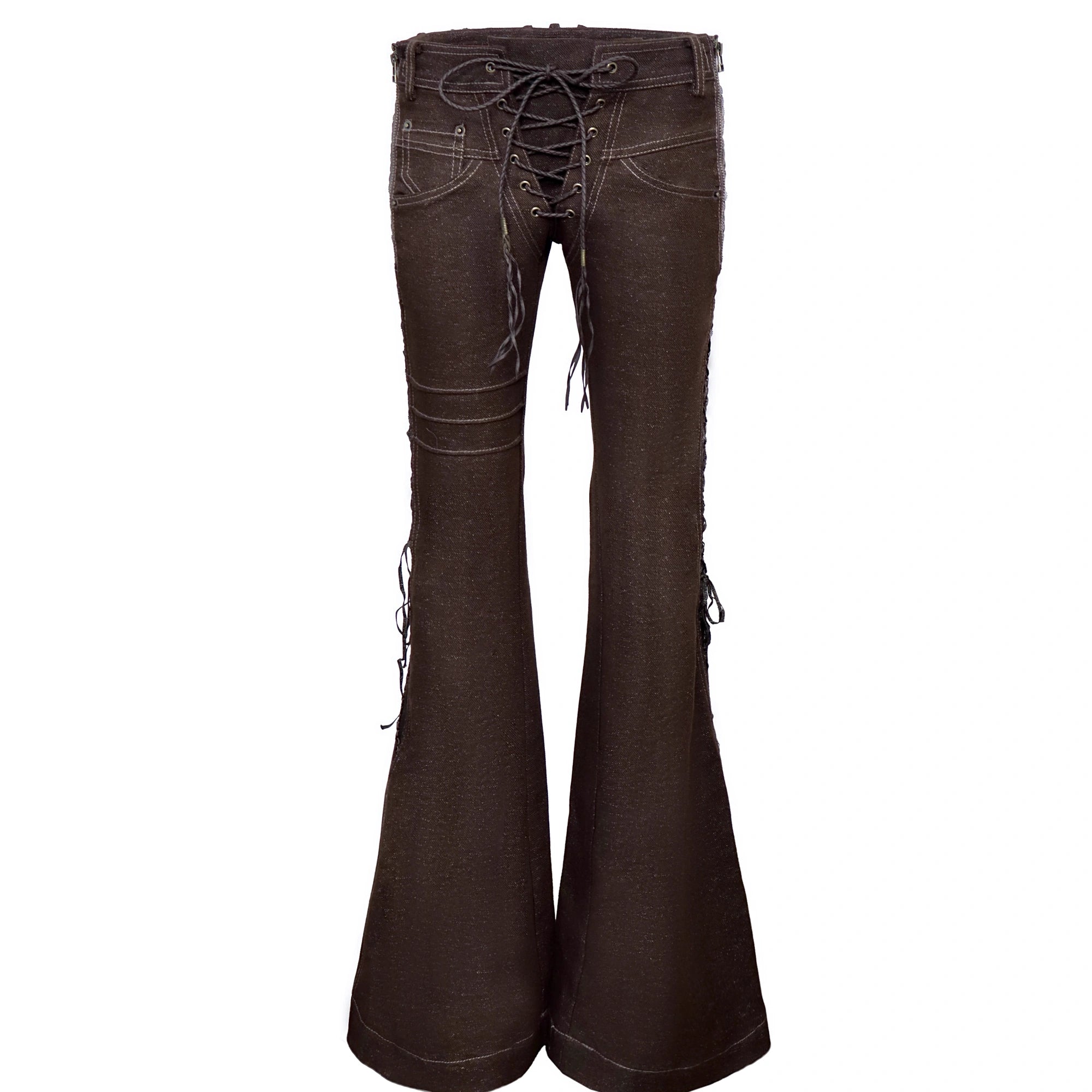 Flowers_birds_Market_Flattering_Slim_Fit_Lace_Up_Mid_Rise_Zip_Fly_For_Women_Brown_Non_Stretch_Jeans_MISSTT