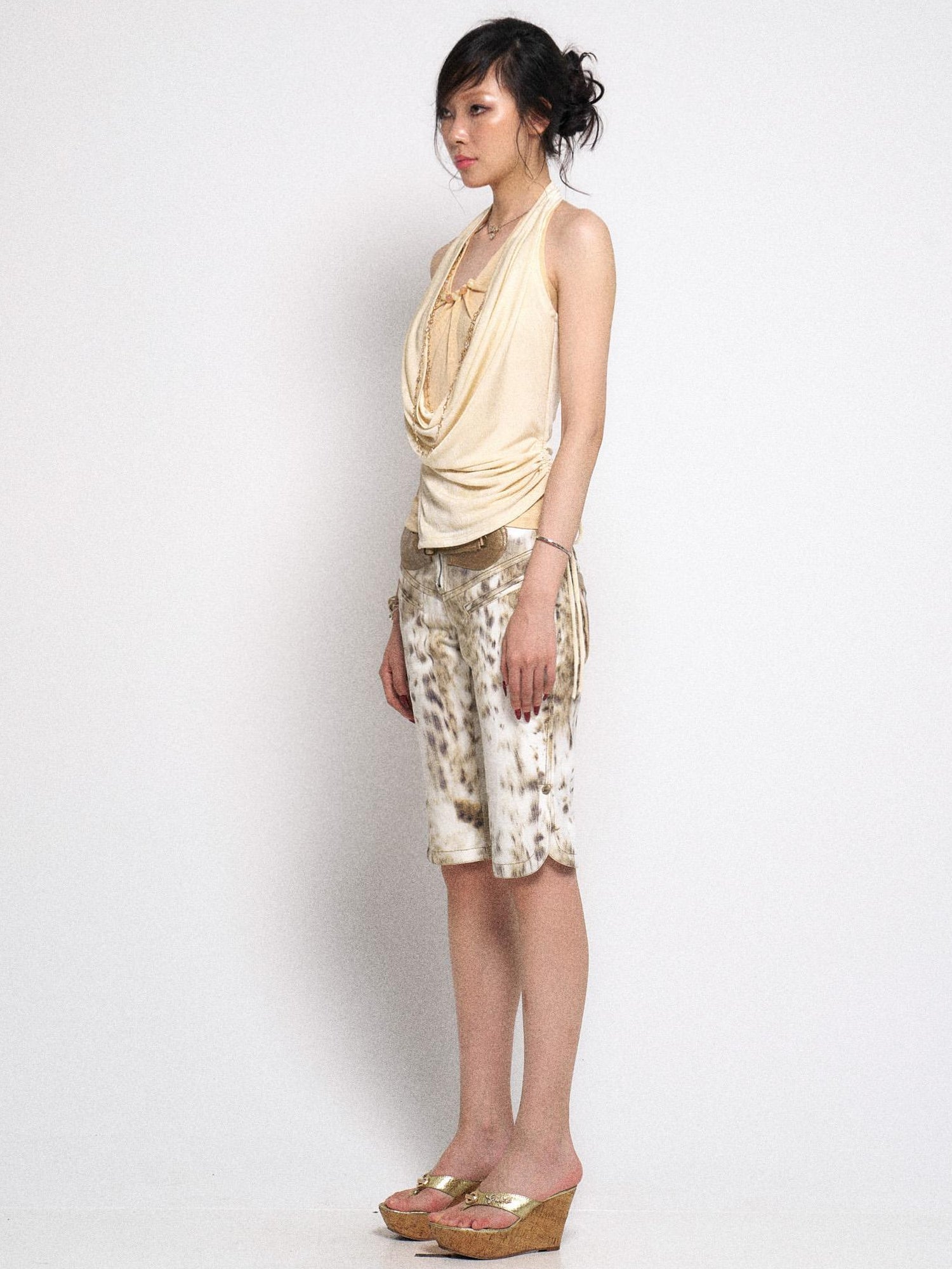 Flowers birds Market Floirds Textured Layered Halter Neck Crop Top
