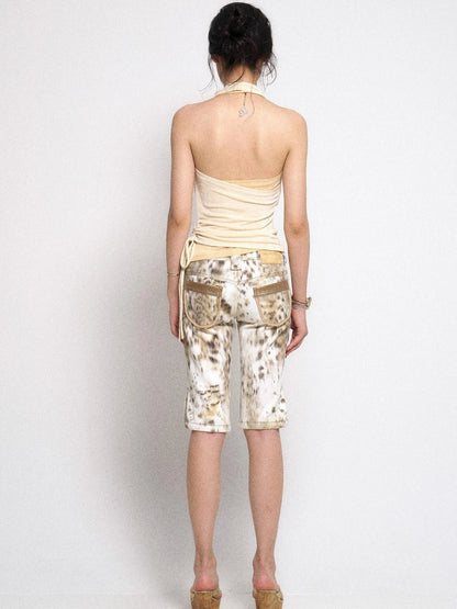 Textured Layered Halter Neck Crop Top