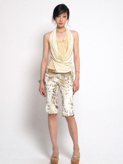 Flowers birds Market Floirds Textured Layered Halter Neck Crop Top