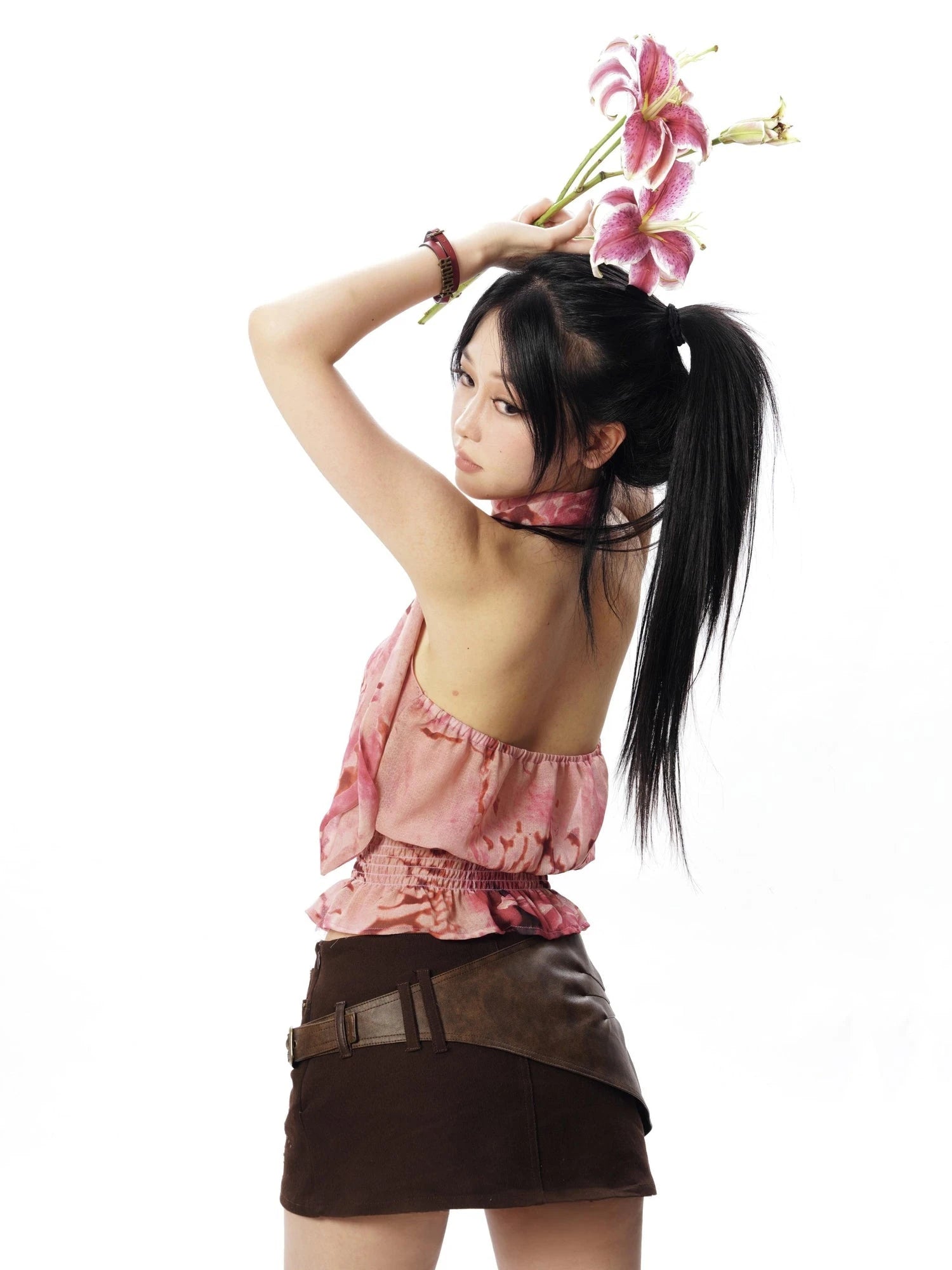 Abstract Print Halter Neck Tank Top