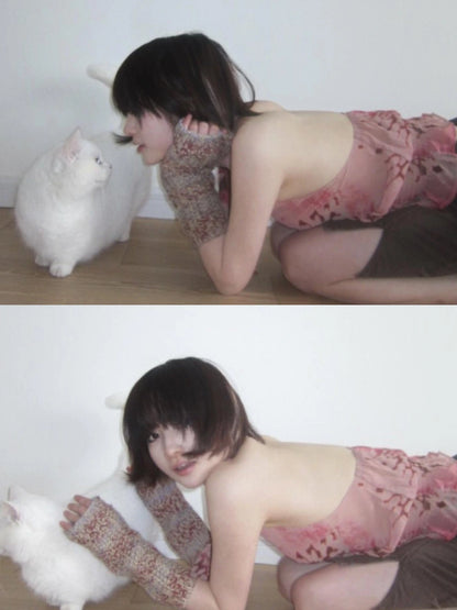 Abstract Print Halter Neck Tank Top