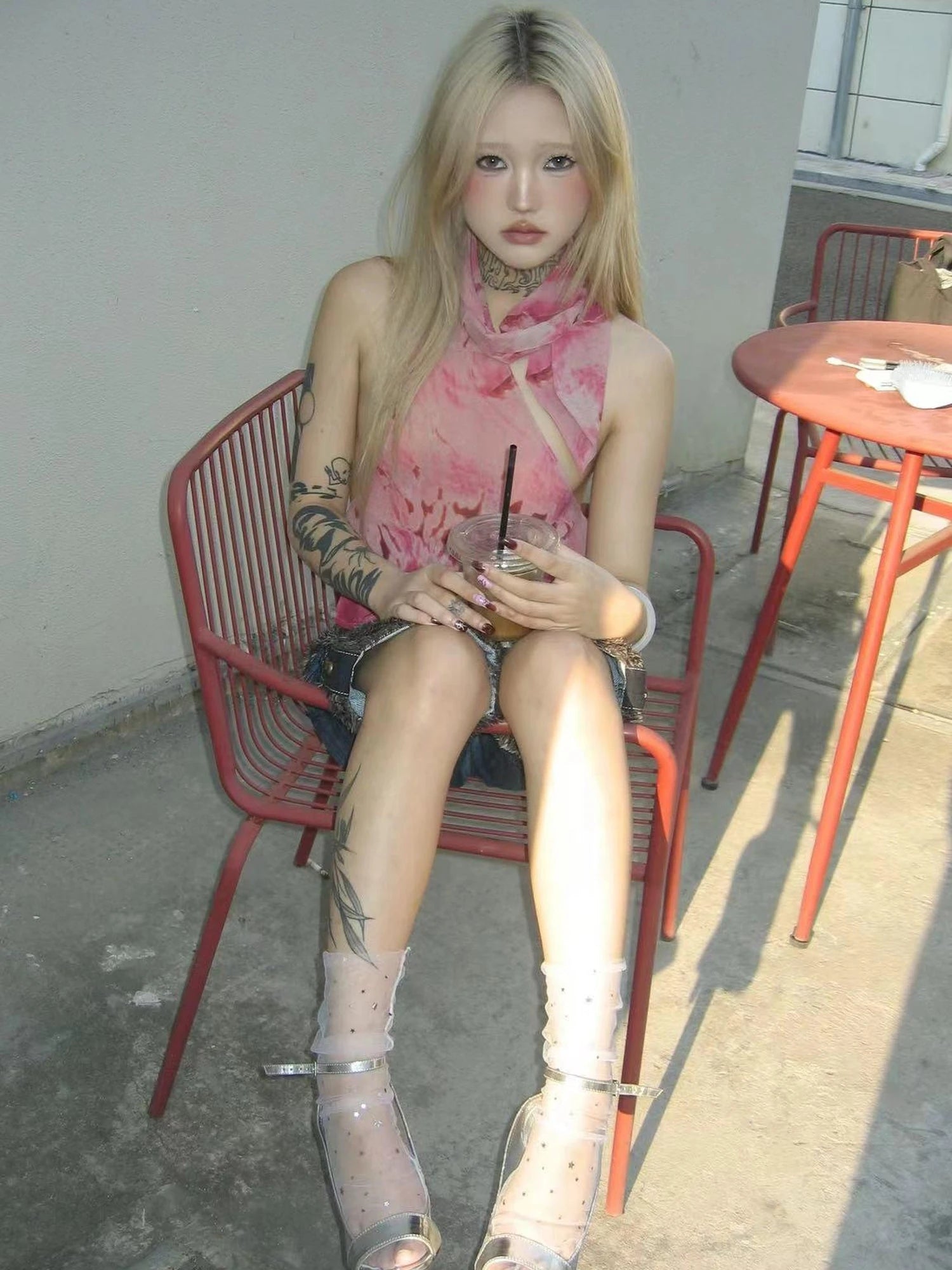 Abstract Print Halter Neck Tank Top