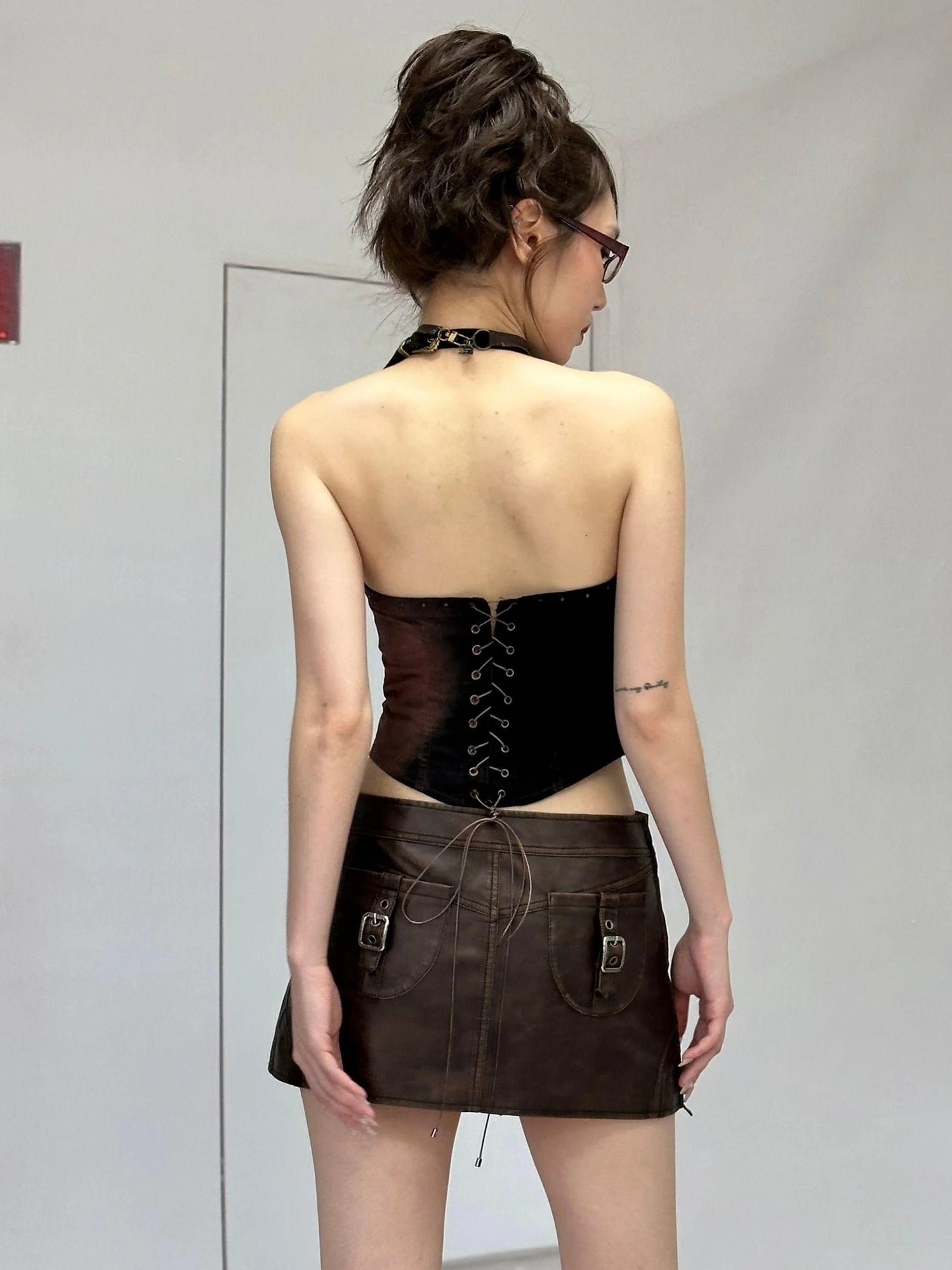 Embroidery Vintage Denim Corset Top