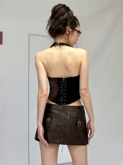 Flowers birds Market Floral Bird Embroidery Vintage Denim Corset Top