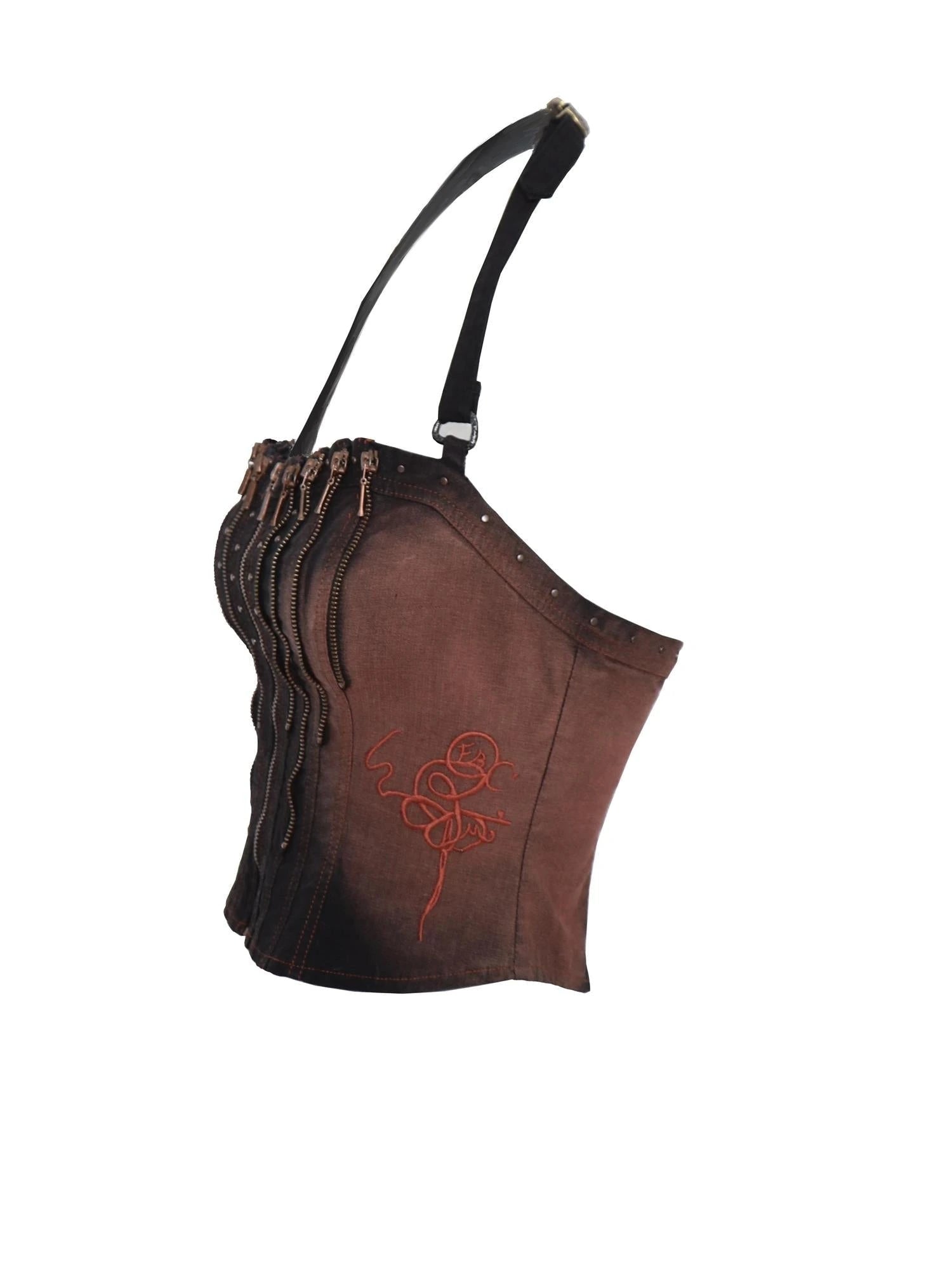 Embroidery Vintage Denim Corset Top