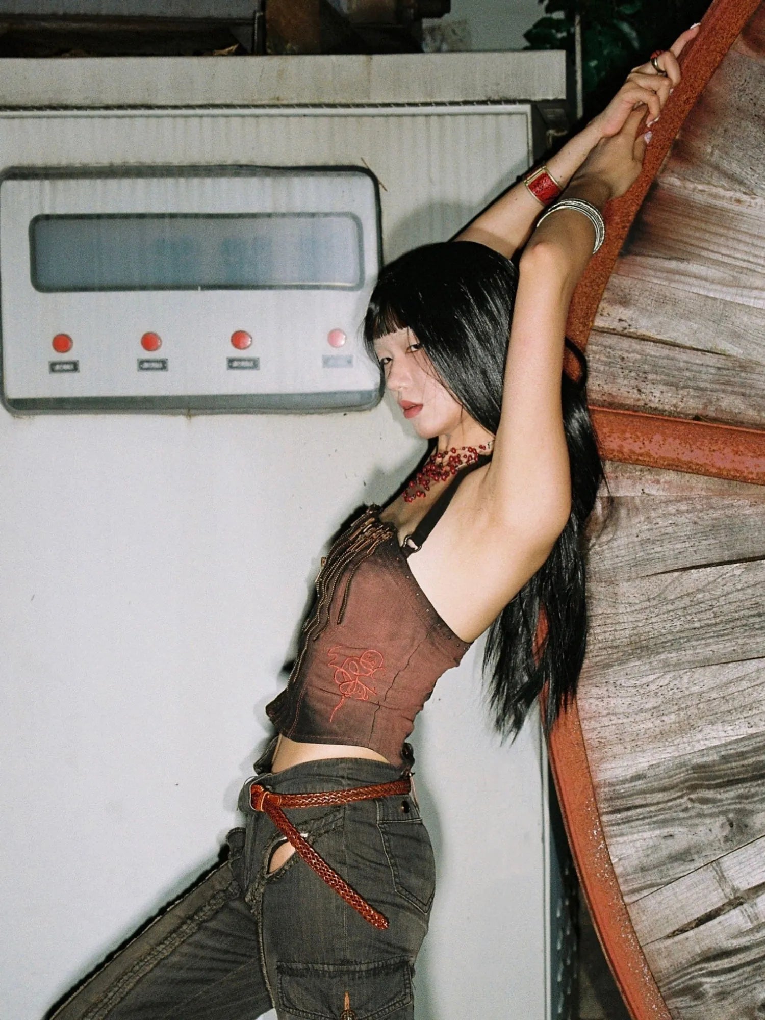 Embroidery Vintage Denim Corset Top