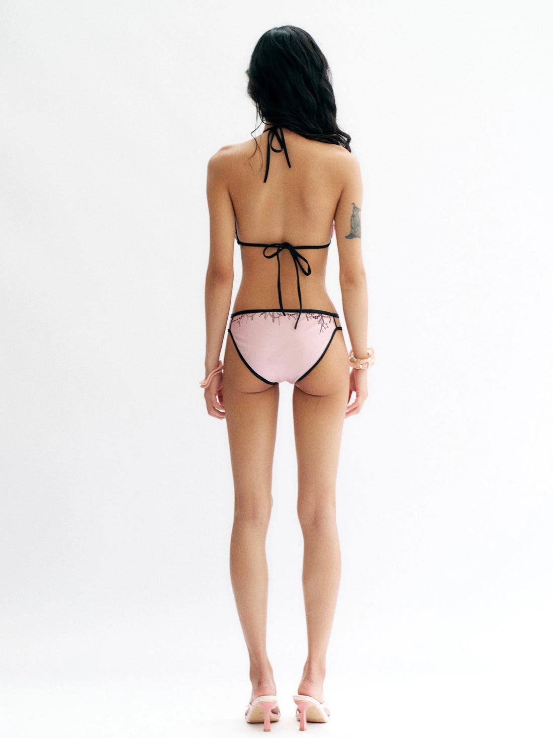 Print Bikini Set with Ruffle Mesh Skirt