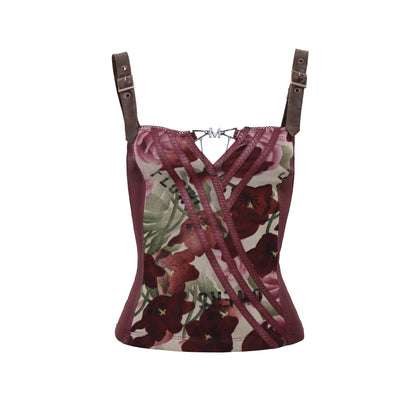 Flowers_birds_Market_Floral_Print_Scoop_Neck_Spaghetti_Strap_Stretchy_Slim_Fit_Vintage_Women_Tank_Top_MISSTT