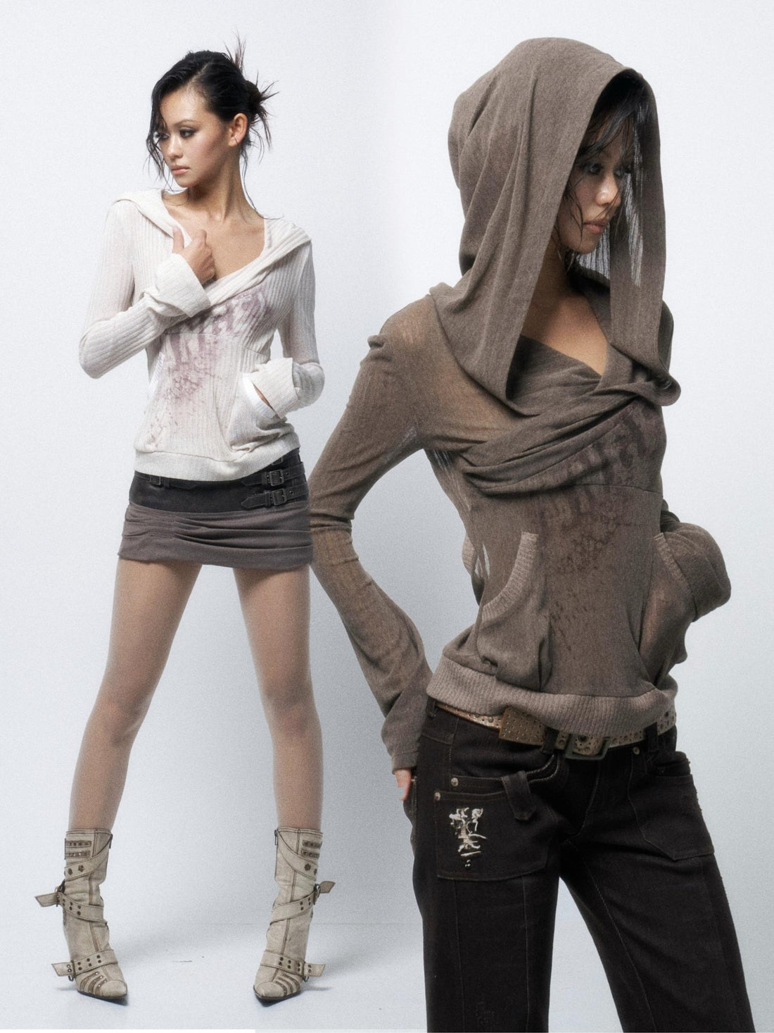 Flowers_birds_Market Floral Print Slim Fit V-neck Pullover Women Pink Brown Long Sleeve T-Shirts