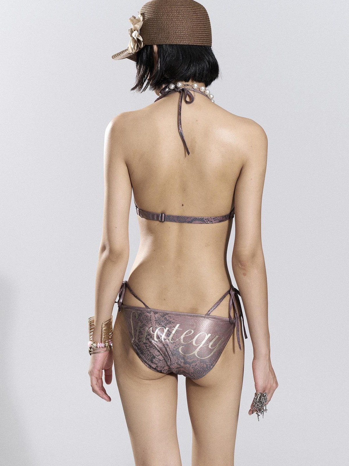 Flowers birds Market Foil Print Halter Mesh Women&