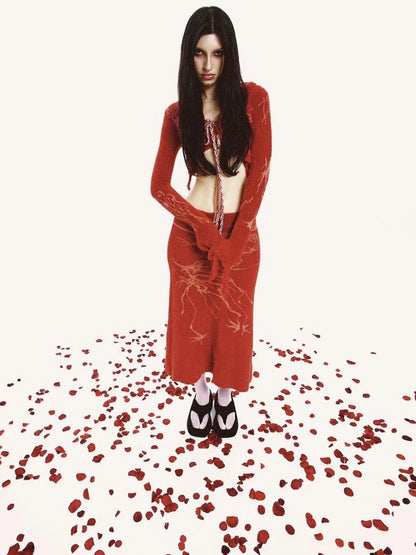 Hand Painted   Intarsia Knit Cardigan