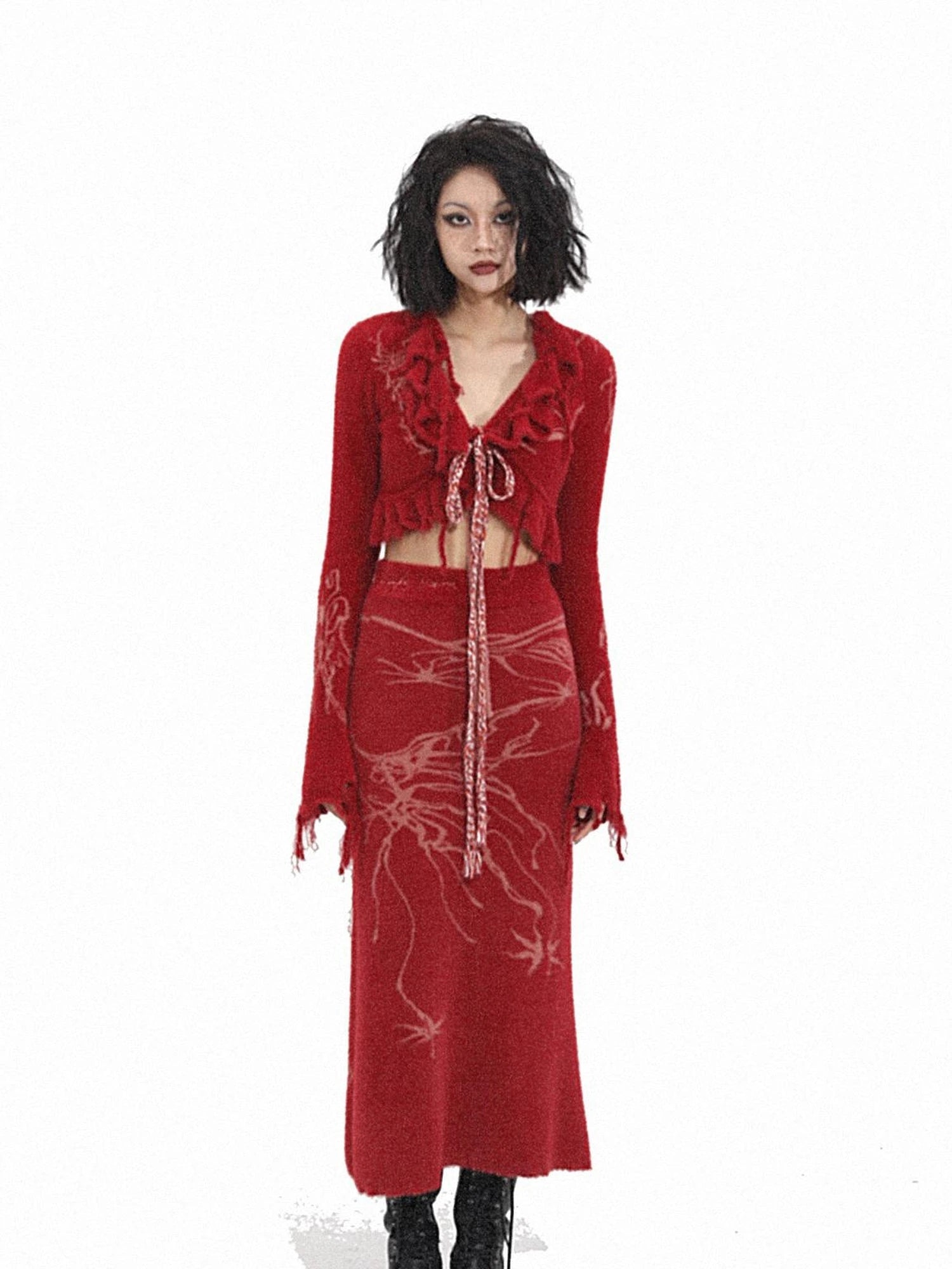 Hand Painted   Intarsia Knit Cardigan