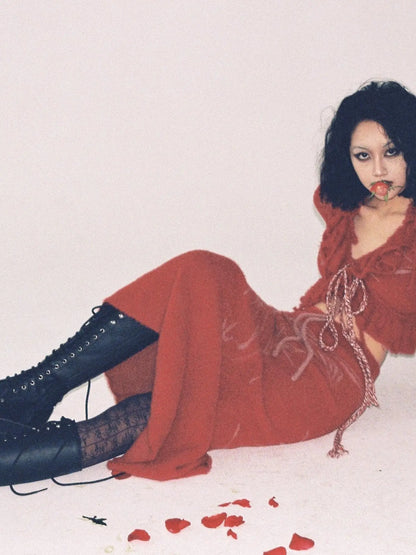 Hand Painted   Intarsia Knit Cardigan