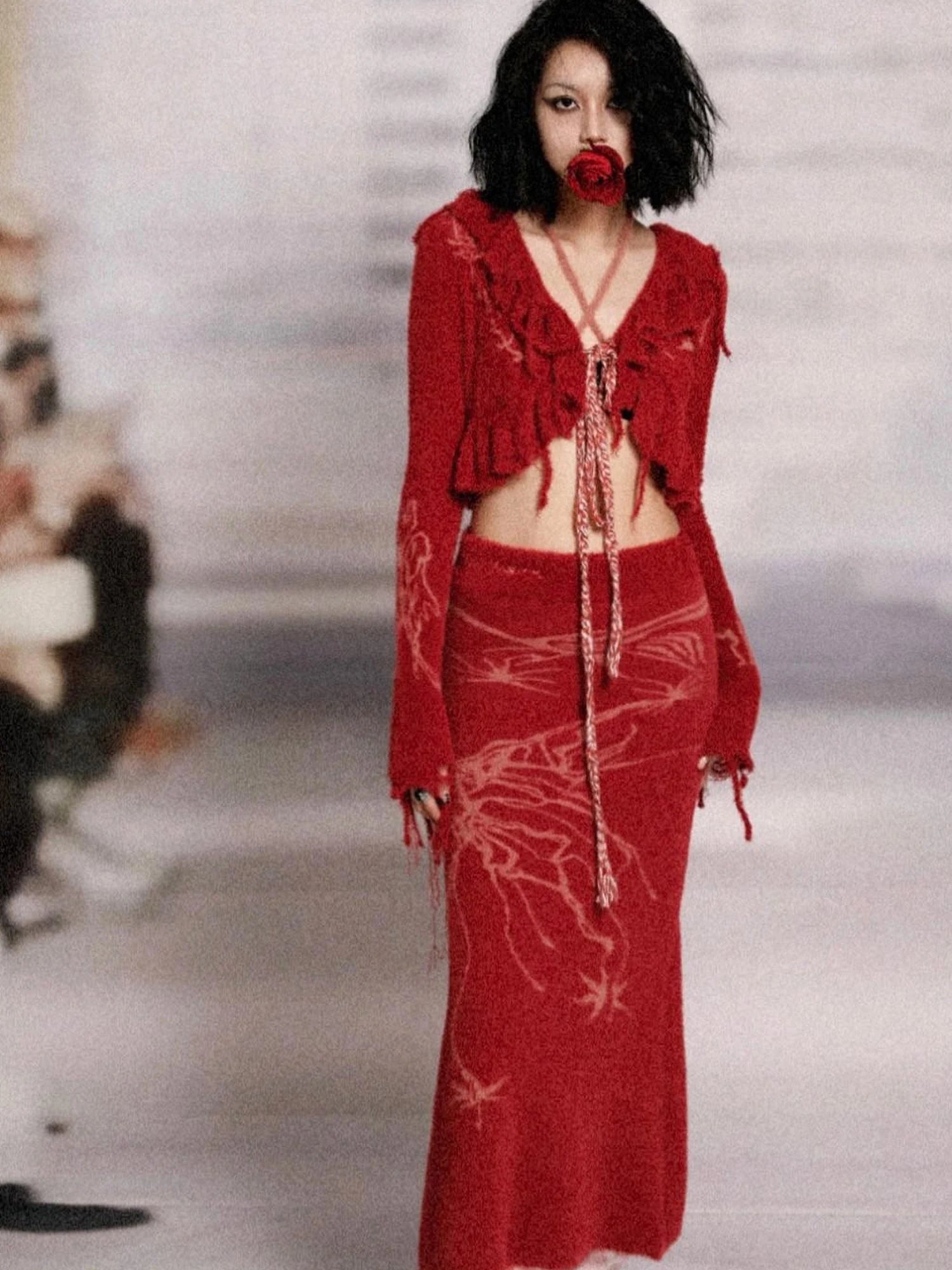 Hand Painted   Intarsia Knit Cardigan