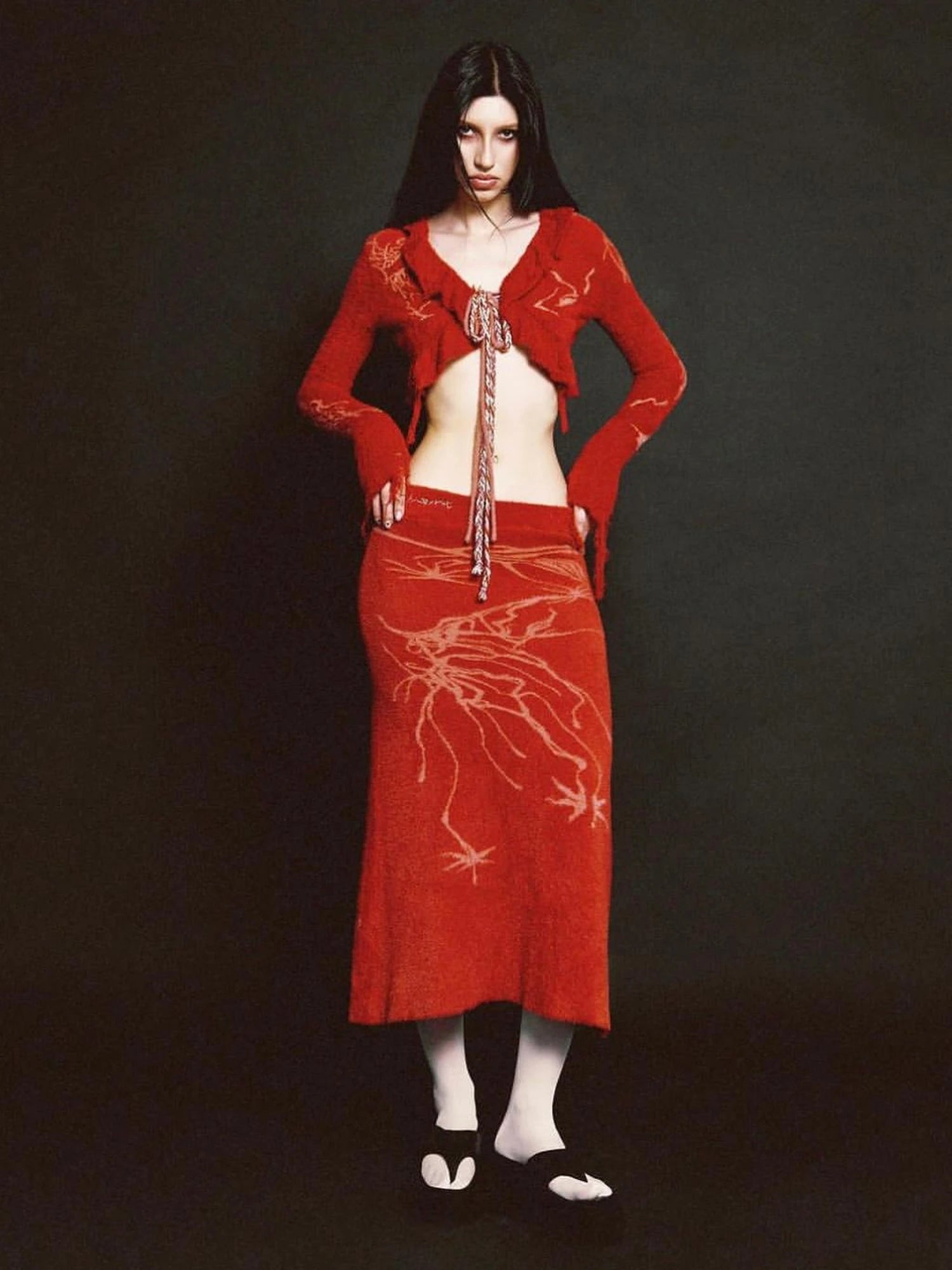 Hand Painted   Intarsia Knit Cardigan