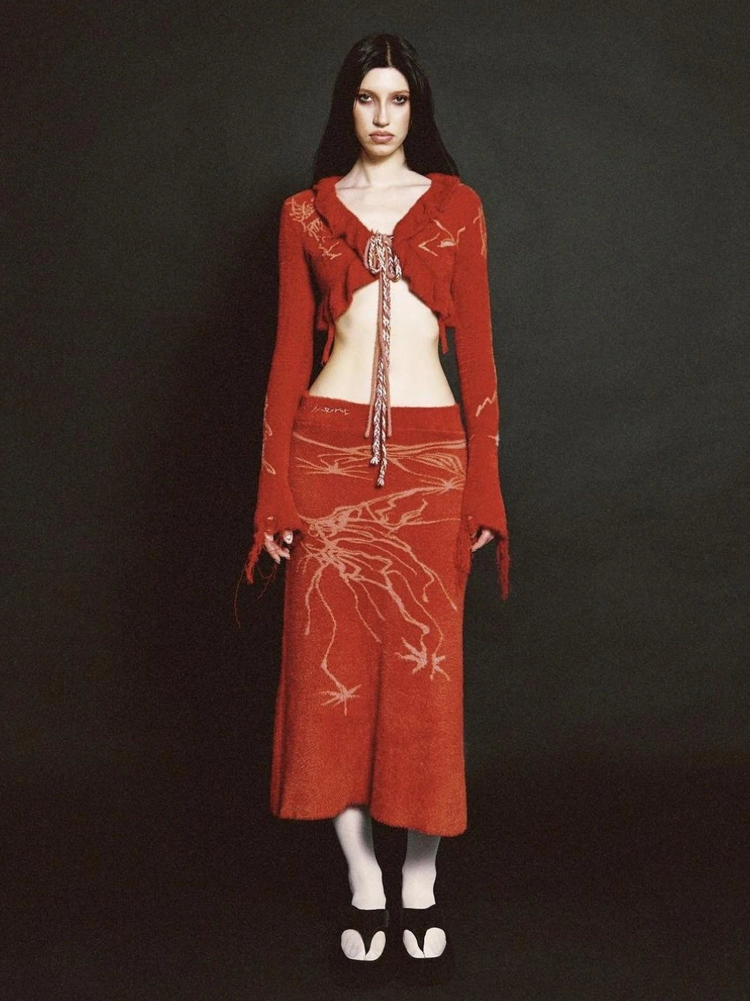 Hand Painted   Intarsia Knit Cardigan