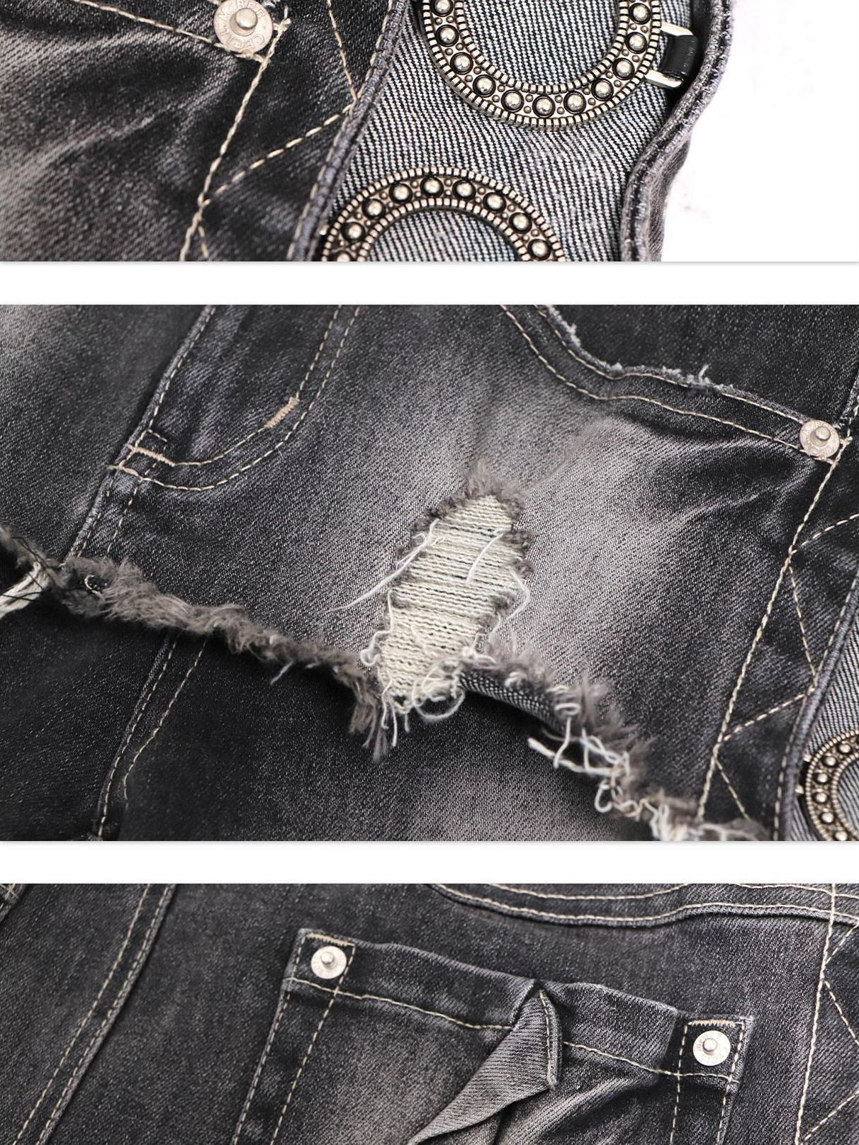 Flowers birds Market High Waist Washed Ripped Micro Stretch Casual Button Fly Women Denim Slim Jeans