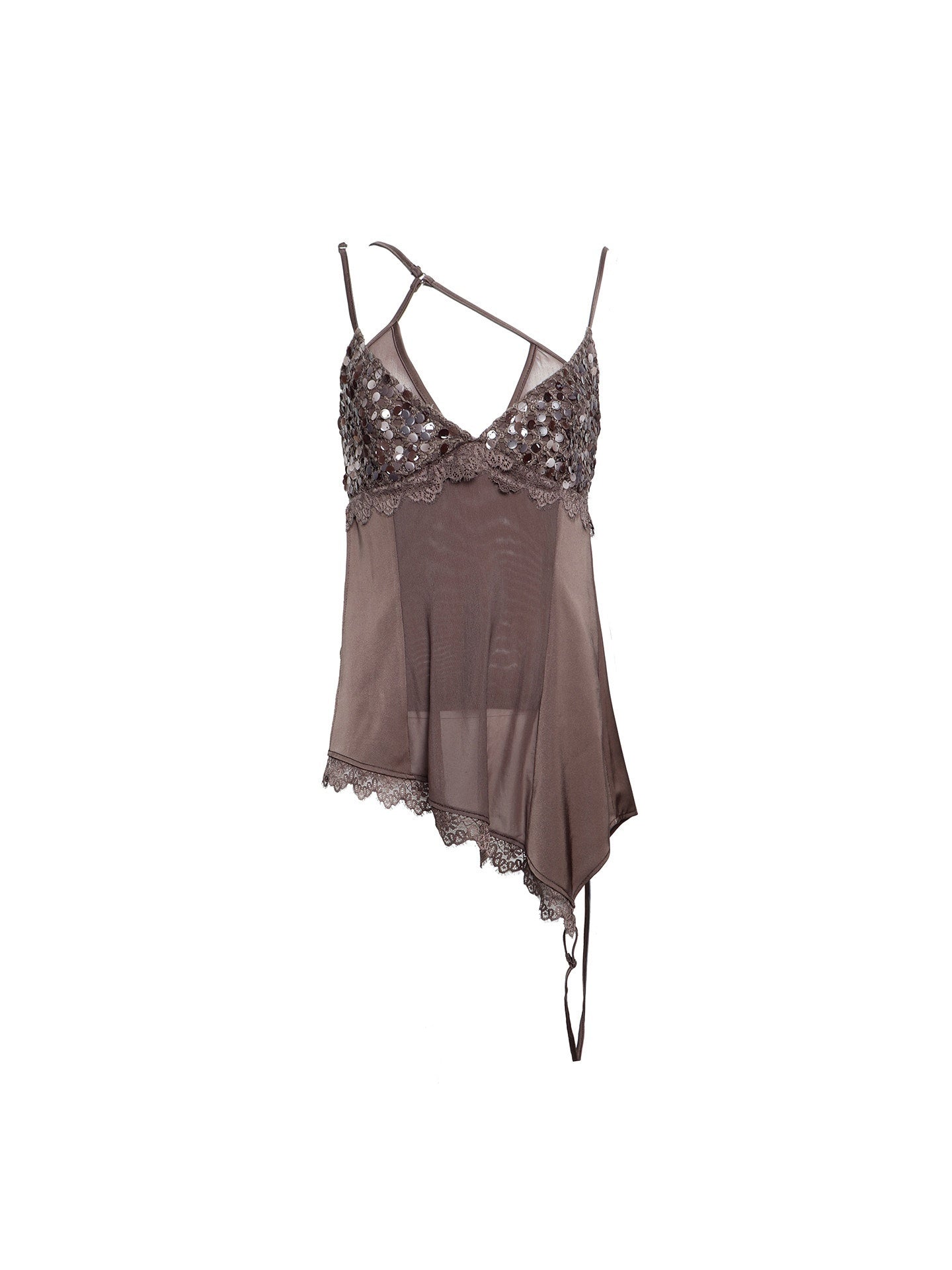 Flowers birds Market Lace Detail Sleek Straight H Line Outerwear Womens Purple Mist Brown Camisoles