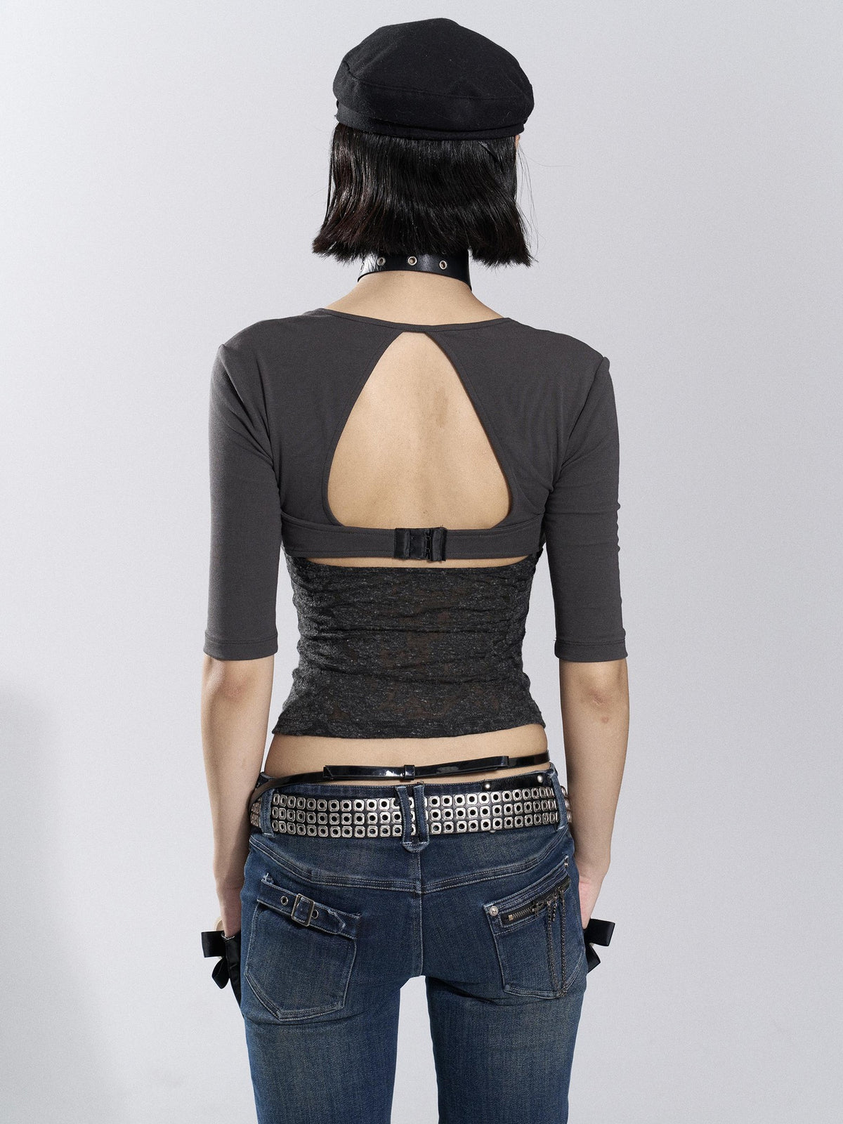 Flowers birds Market Lace Mesh Print Square Neck Button Knit Women&