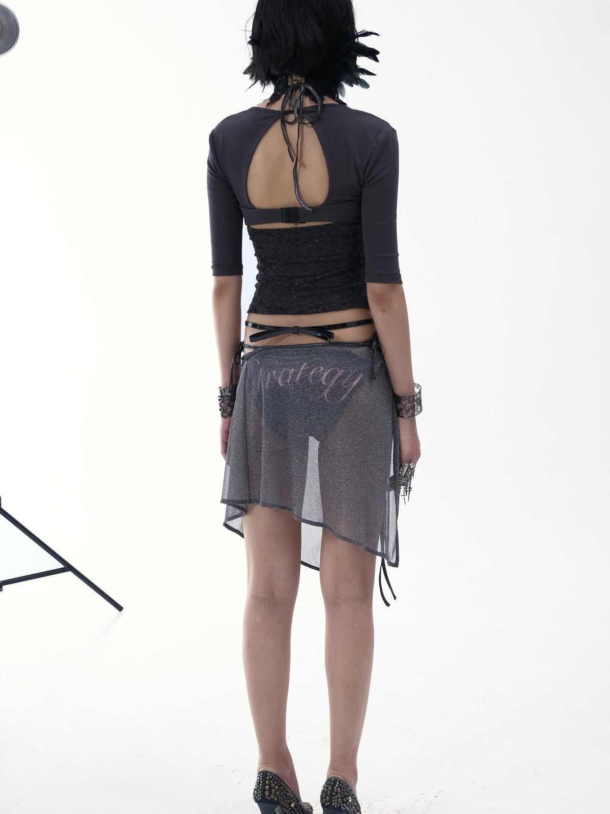 Flowers birds Market Lace Mesh Print Square Neck Button Knit Women&