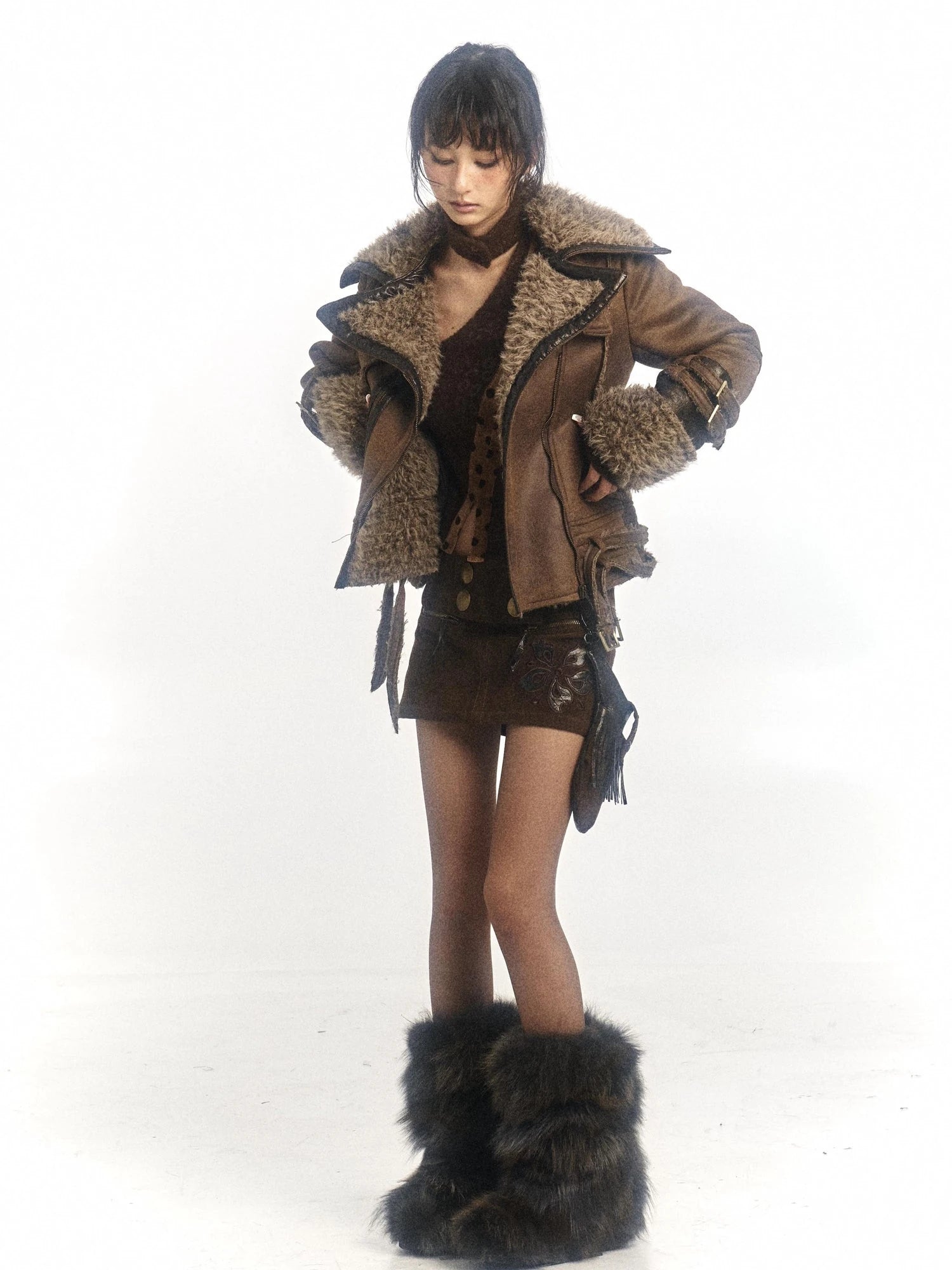 Lamb Wool Fleece Lined Slim Fit Warm Jacket