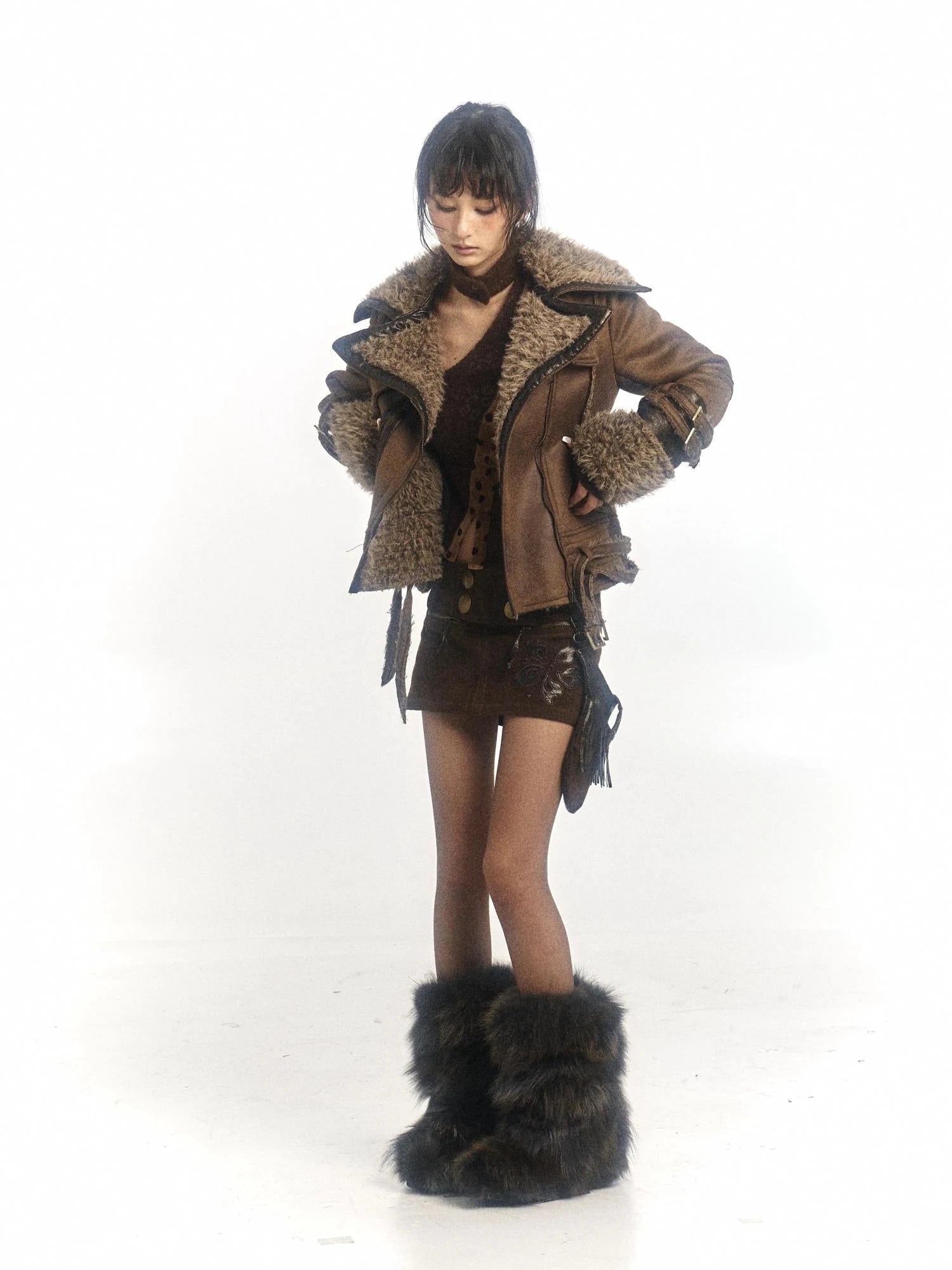 Lamb Wool Fleece Lined Slim Fit Warm Jacket
