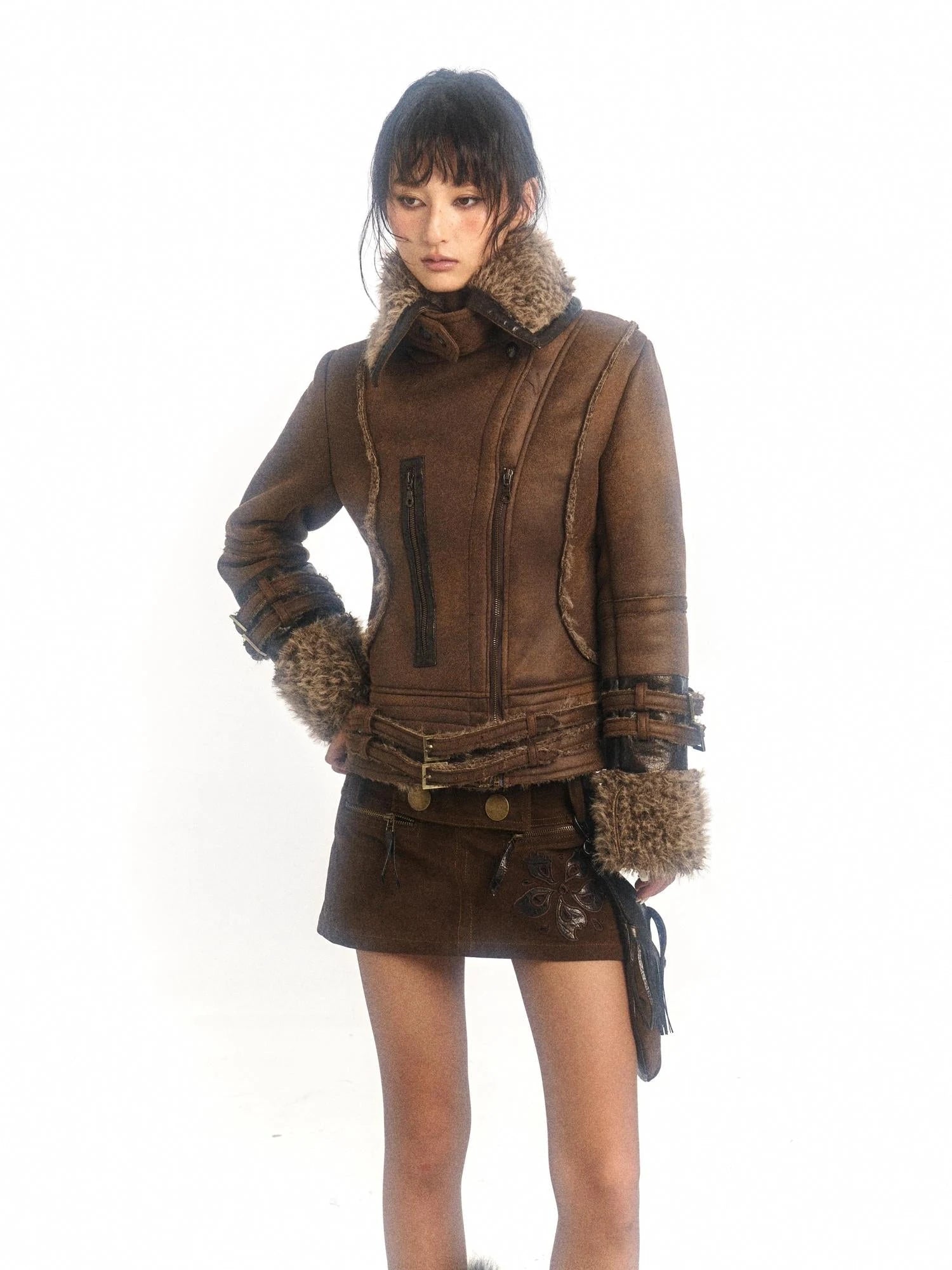 Lamb Wool Fleece Lined Slim Fit Warm Jacket