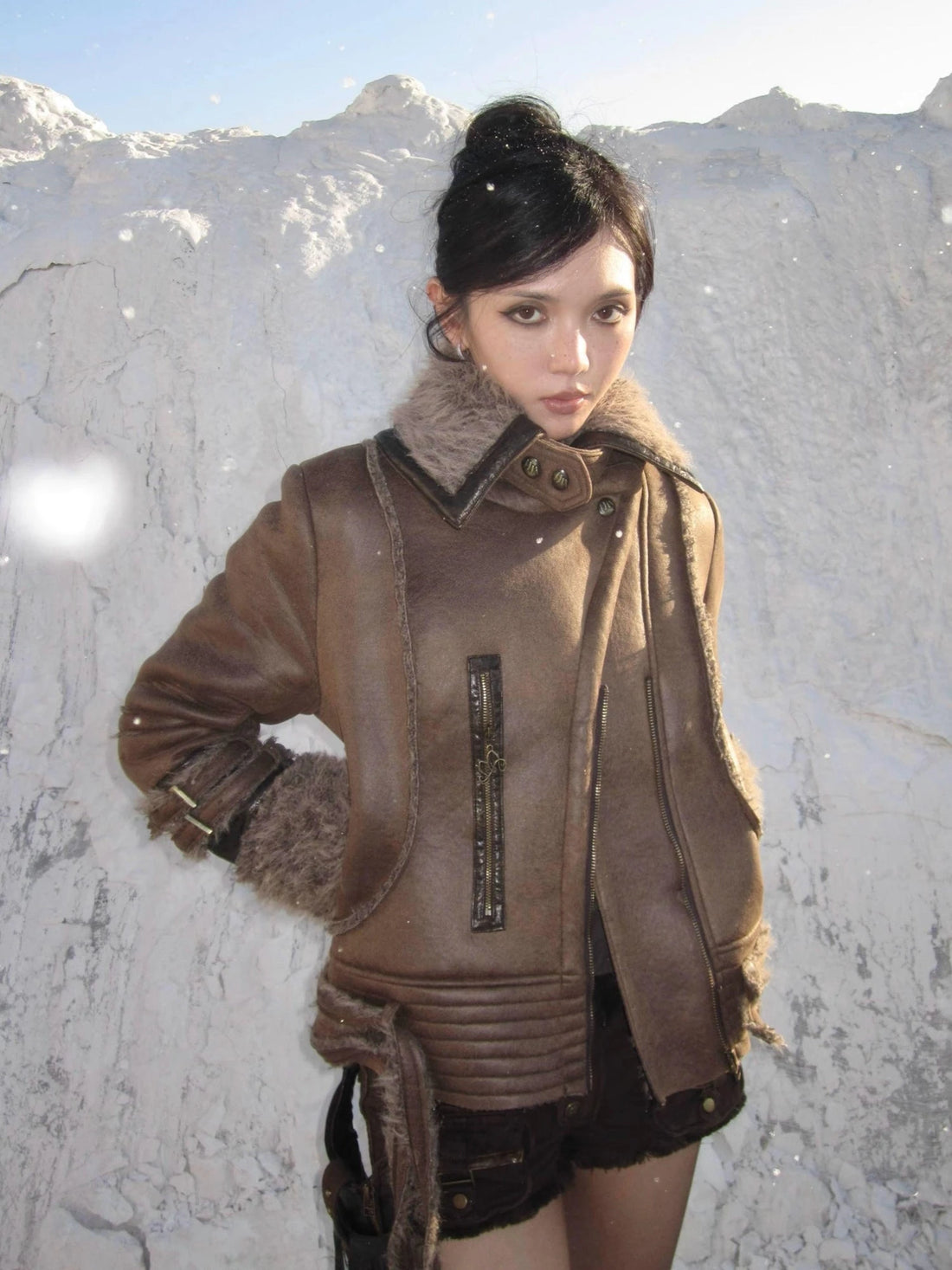 Lamb Wool Fleece Lined Slim Fit Warm Jacket