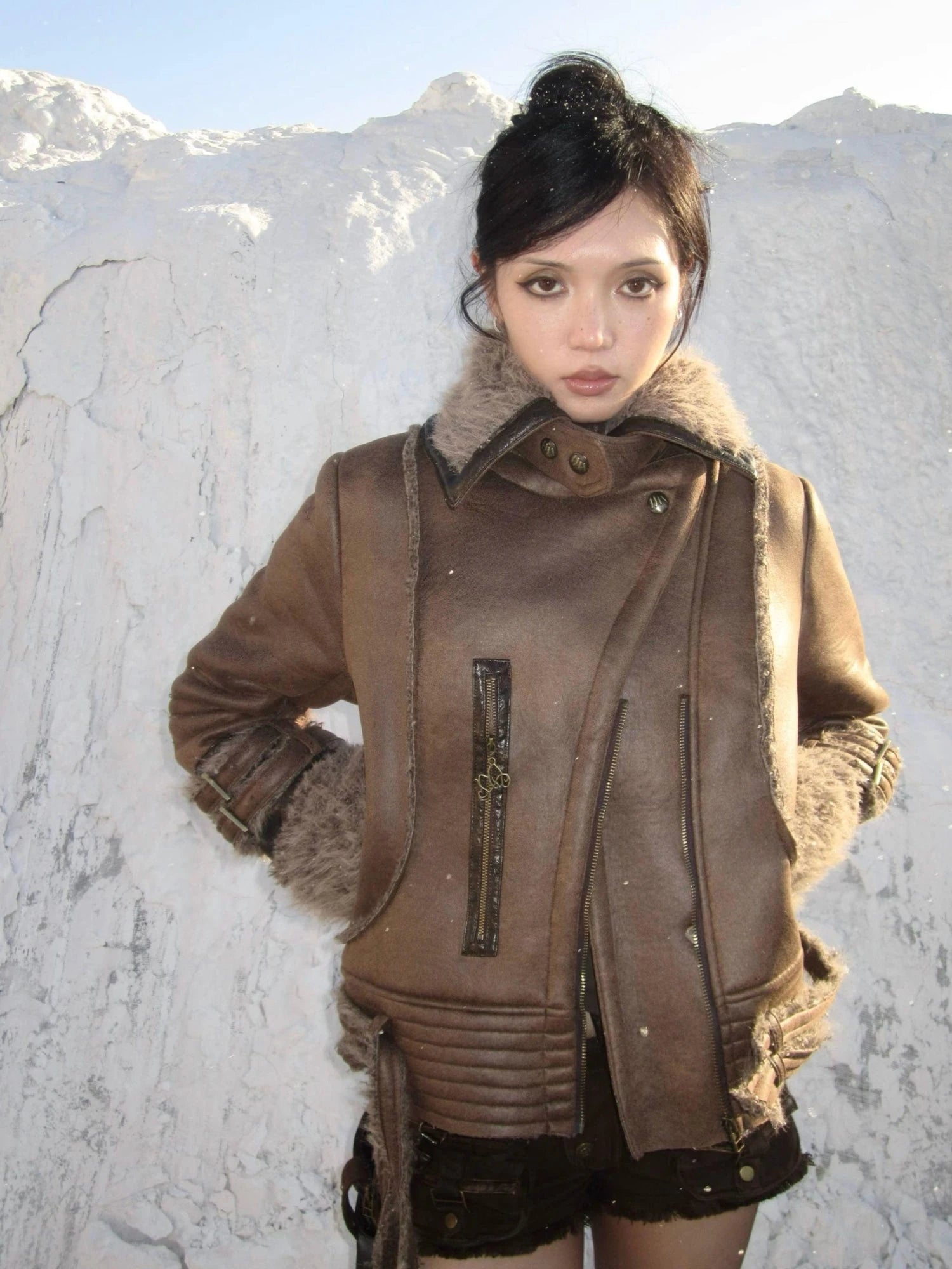 Lamb Wool Fleece Lined Slim Fit Warm Jacket