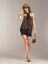Flowers_birds_Market No Padding Halter Vacation Floral Polyester Strapless Mini Dresses