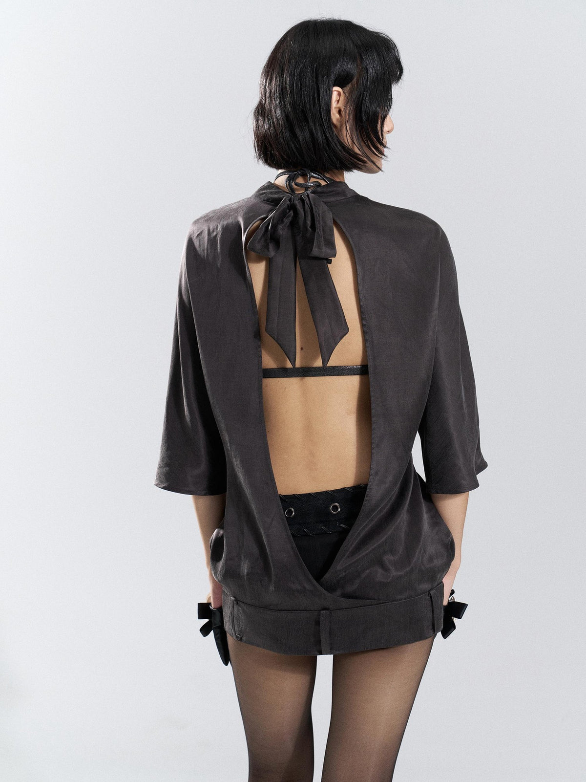 Flowers birds Market Printed Halter Open Back Cupro Cotton Women&