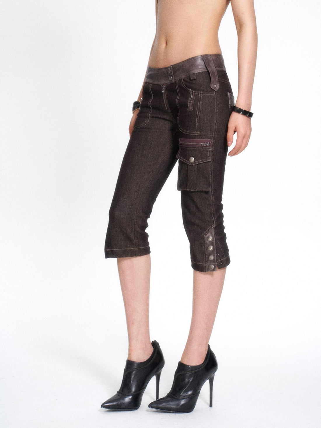 Flowers birds Market Pu Leather Patchwork Topstitch Multi Pocket Women&